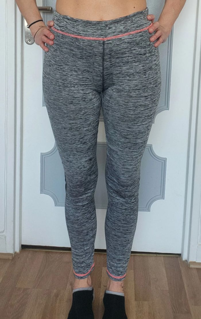 Legging de sport Gris chiné avec mesh - photo numéro 2