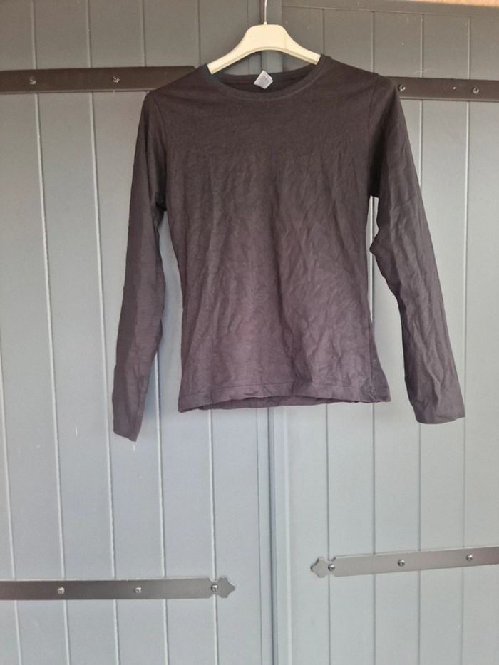 T shirt noir manches longues basique 100% coton