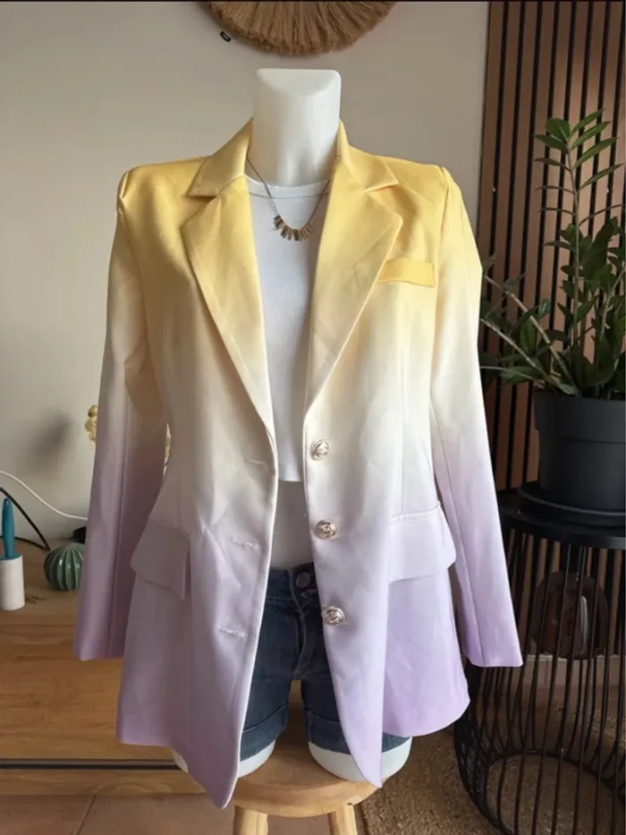 Blazer long tricolore