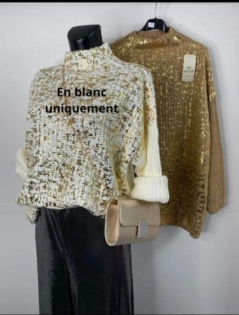 Pull éclat feuille d or femme