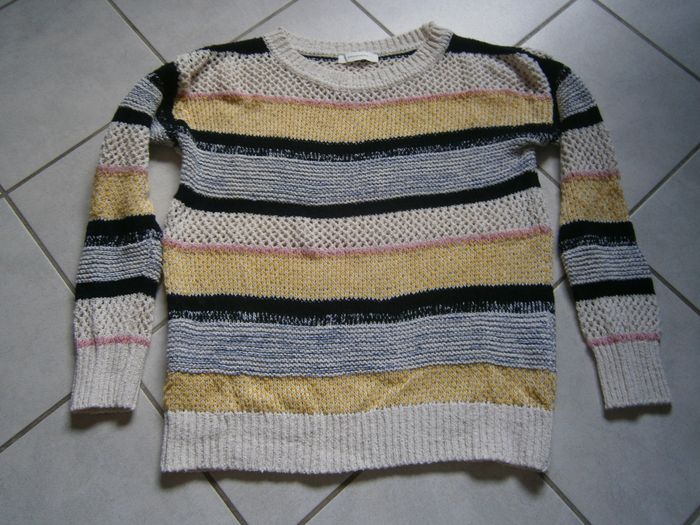 Pull ML à trous rayé multicolores PROMOD Taille L - photo numéro 2
