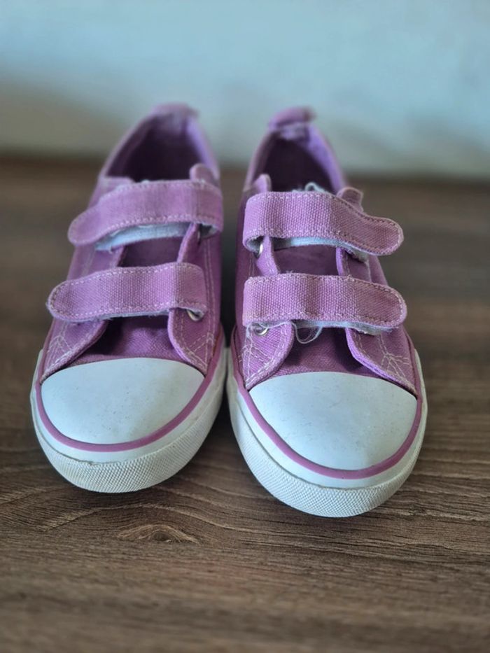 Tennis en toile à scratch mauve violet pointure 32 - photo numéro 6