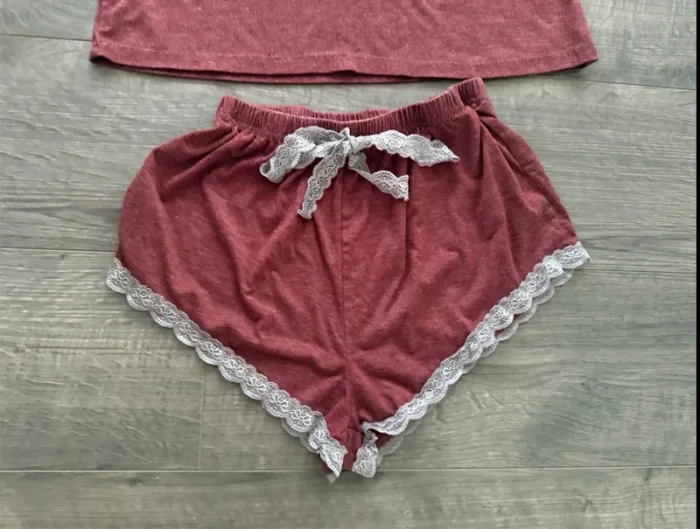 Pyjama 2 pièces d'été bordeaux Shein taille 38 ou M - photo numéro 2