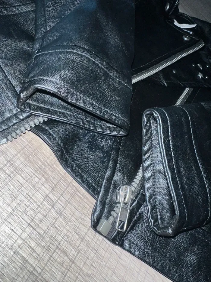 Veste noire simili cuir - photo numéro 3