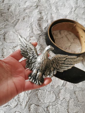 Ceinture vintage en cuir marron boucle en métal