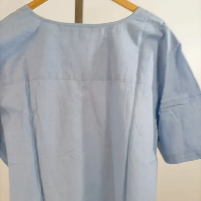 Blouse Esprit bleu clair col V manches retroussables 100 % coton taille 44 A1336 - photo numéro 9