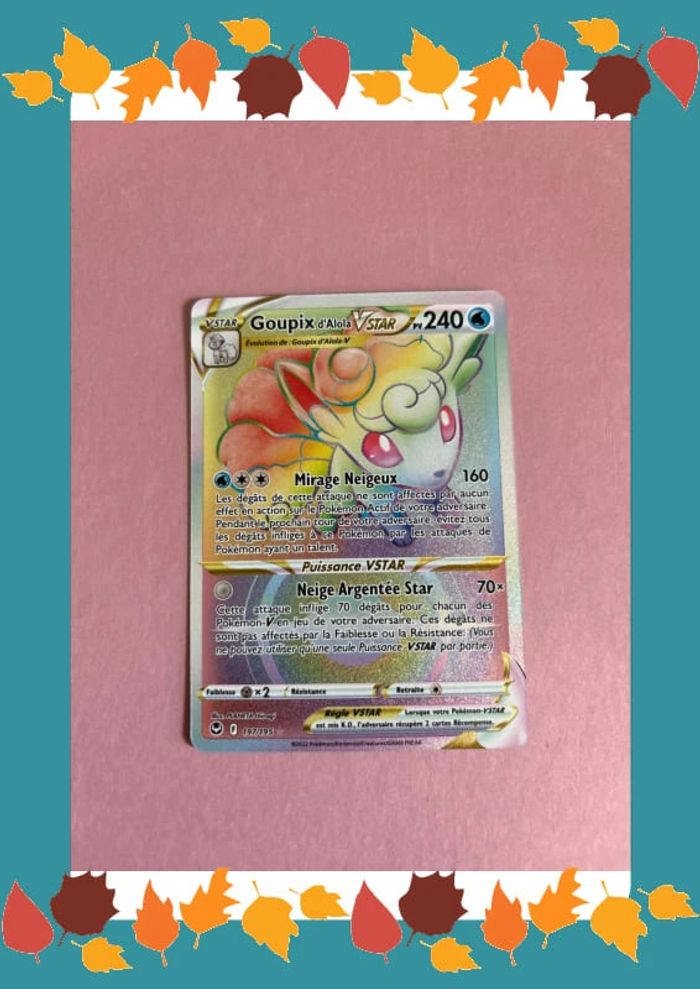 Carte Pokémon Goupix d alola 197/195 tempête argenté