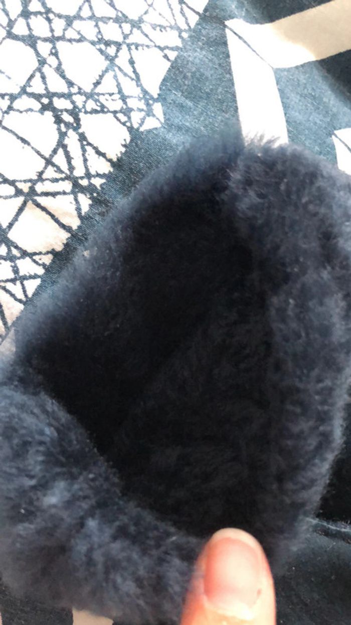 Gants cuir fourrés bleu - photo numéro 3