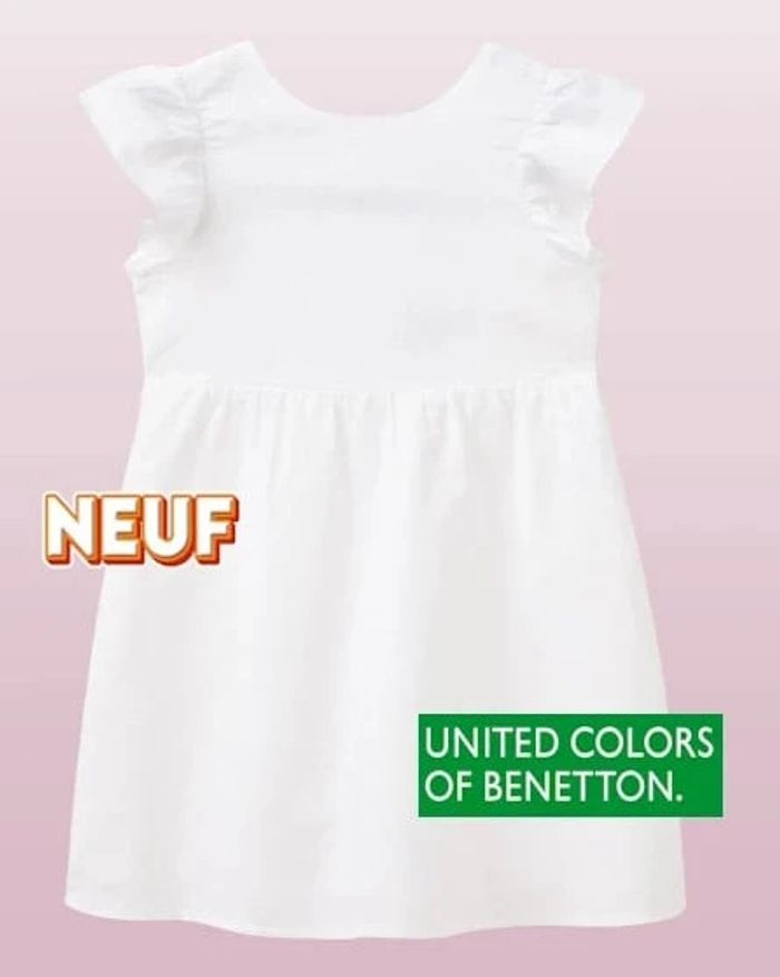 Robe neuve Benetton lin et coton blanche 10a 11a