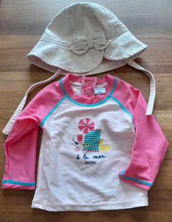 T-shirt de bain,maillot de bain et Capeline.