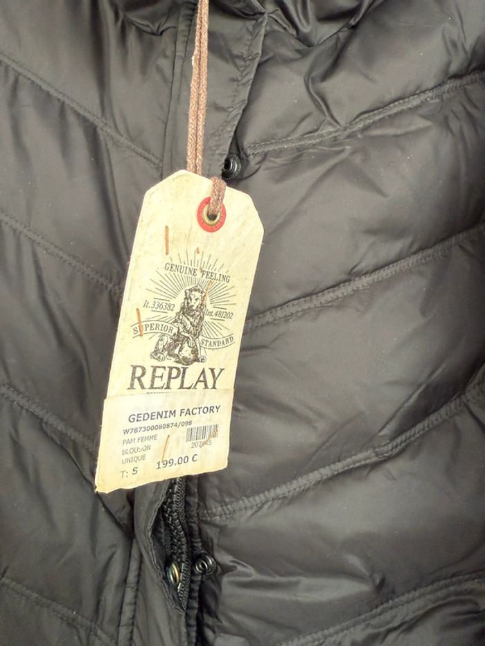 Blouson veste en duvet Replay noir en S NEUVE - photo numéro 3