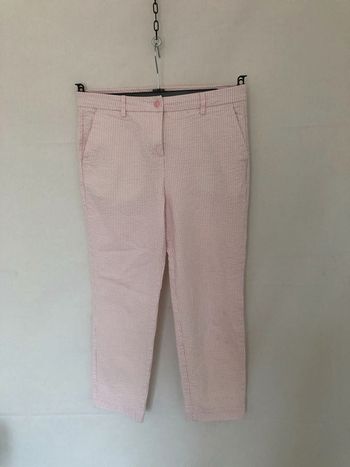 Pantalon stretch sept huitième rayures roses Benetton taille 34 neuf