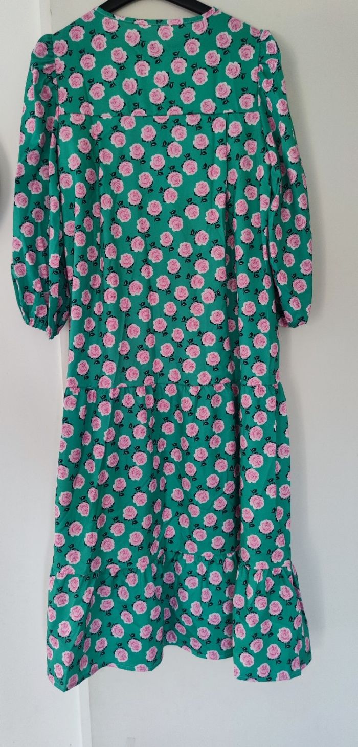 💚 Robe longue fleurie verte et rose – Amazon – Taille L (neuve) - photo numéro 6