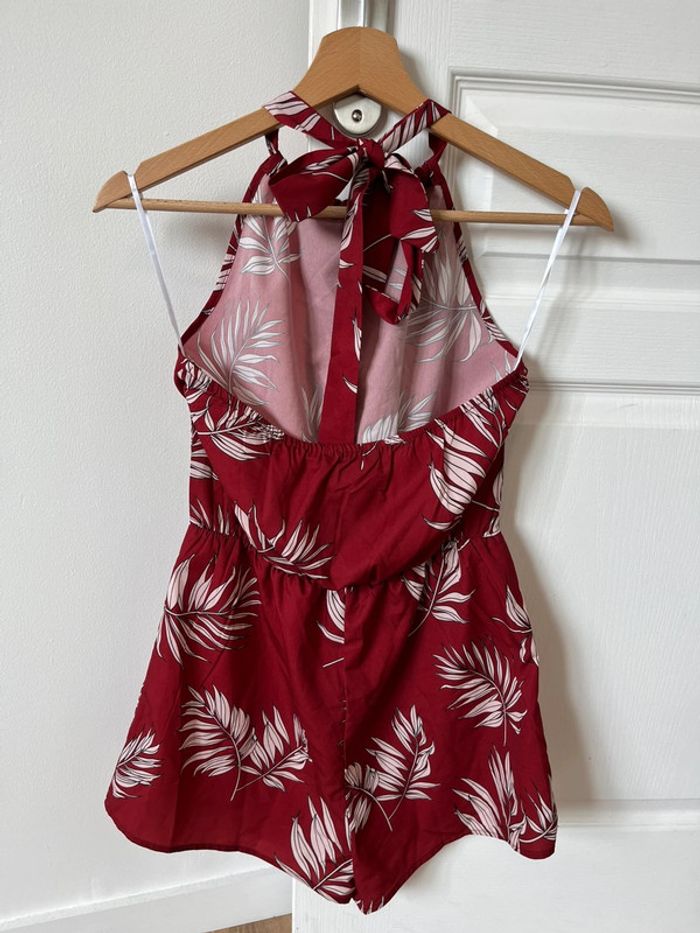 Combi short rouge fleuri - photo numéro 2