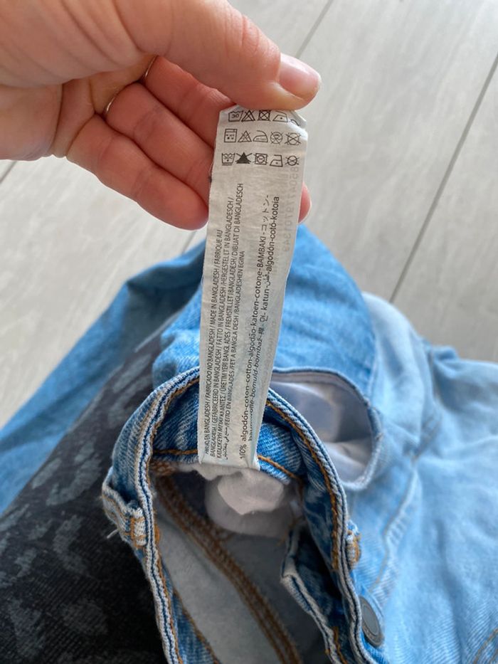 Jean taille haute Stradivarius taille 34 bicolore coupe droite - photo numéro 12