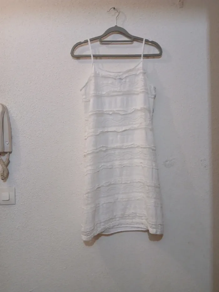 Robe blanche a bretelles doublée " Blanc du nil" taille 3 - photo numéro 4