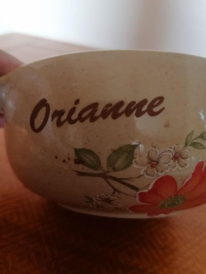 Bol avec oreille en grès prénom orianne - photo numéro 3