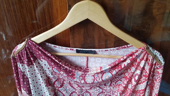 Blouse rouge et blanche imprimé - photo numéro 3