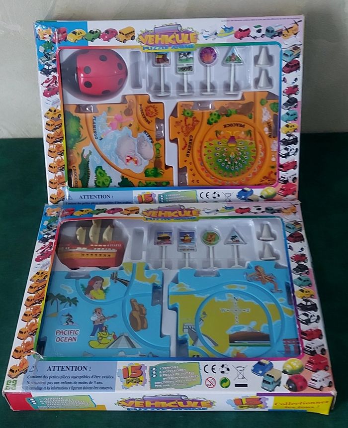 Lot de 2 puzzles animés bateau pirate et coccinelle