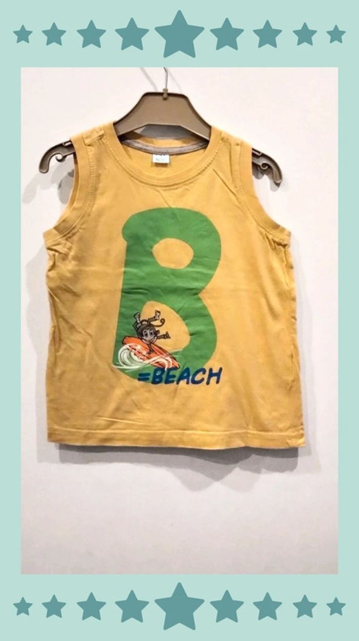 🍄 T-shirt sans manche 4 ans jaune - photo numéro 2