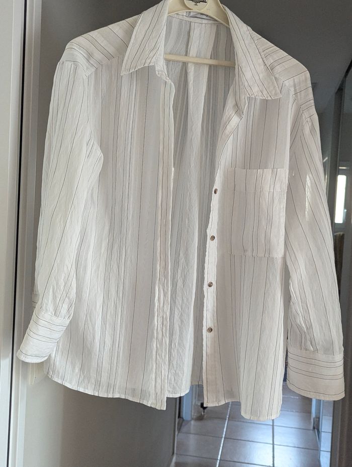 Chemise blanche rayée taille M Mango - photo numéro 3