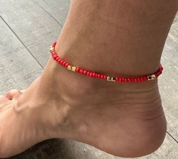 Bracelet de cheville perles rouge