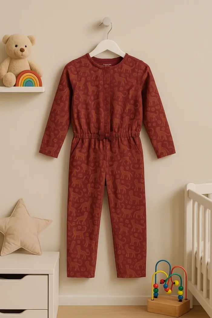 Combinaison fille Du Pareil Au Même 6/8 ans (128 cm) grenat imprimé léopards