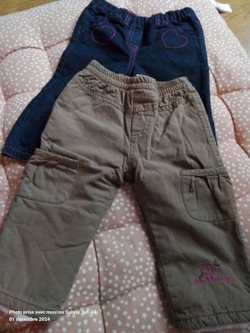 2 pantalons fille 18 mois
