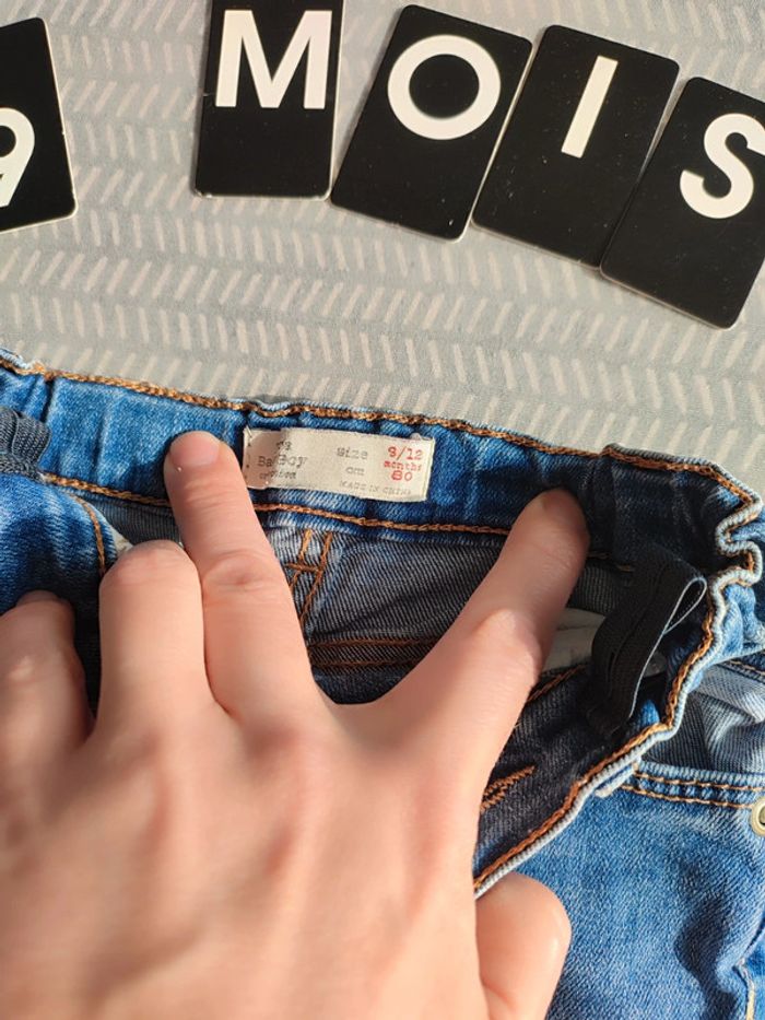 Pantalon jeans denim pour bébé garçon – Taille 9 mois - Marque : Zara - photo numéro 3