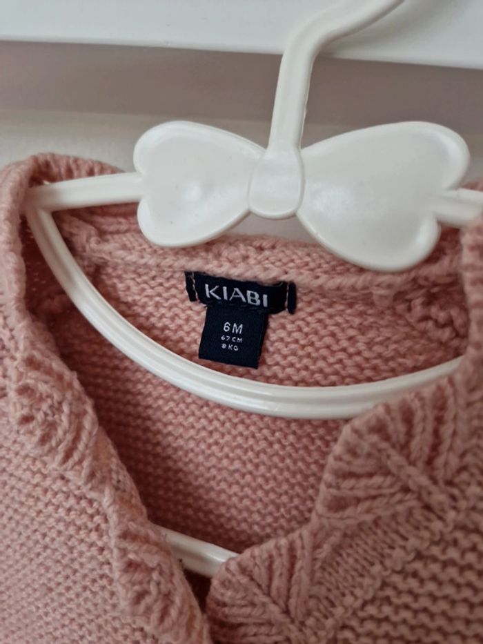 Gilet Pull maille croisé rose 6mois très bon état Kiabi - photo numéro 4