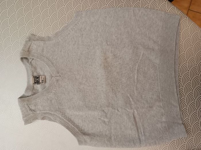Pull sans manche gris chiné