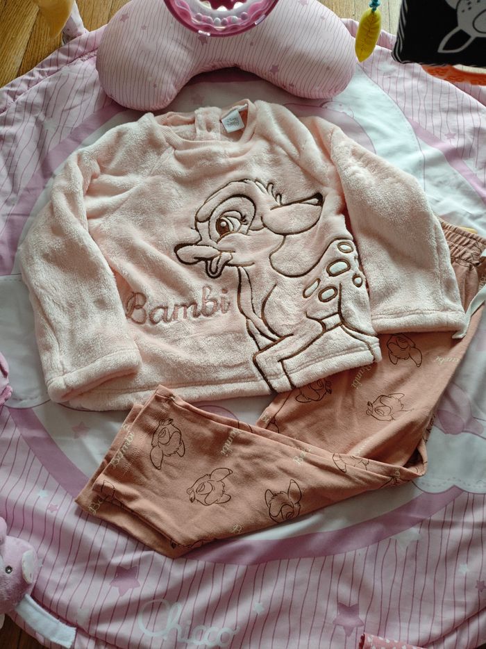 Pyjama 2 pièces Disney Baby Bambi NEUF – Rose poudré – 36 mois