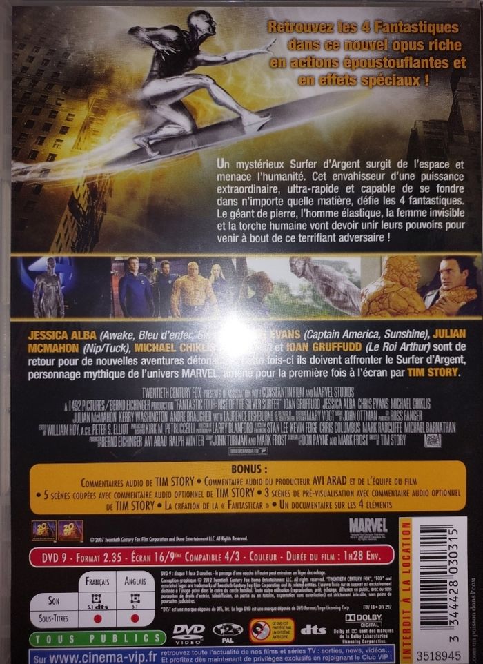 Dvd Les 4 Fantastiques et le surfer d'argent Marvel - photo numéro 4