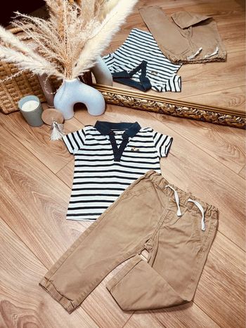 Taille 18 mois ensemble 2p garçon Gemo Kiabi bleu marine camel * voiture * 💙