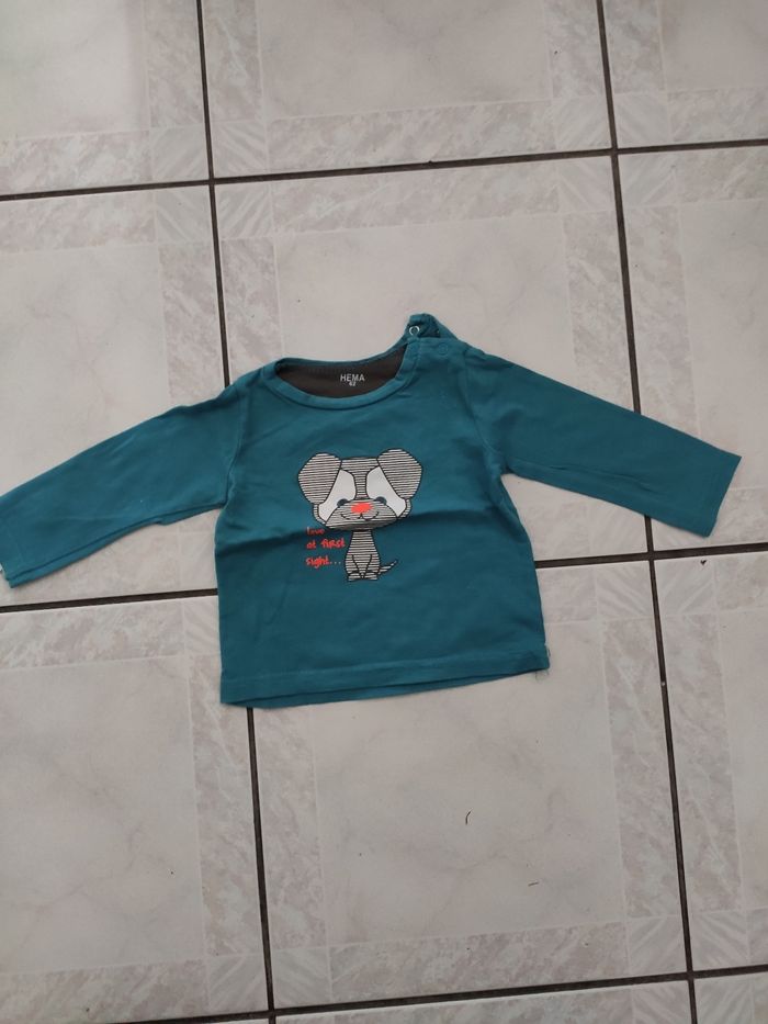 Tee shirt manches longues bleu Hema 3 mois