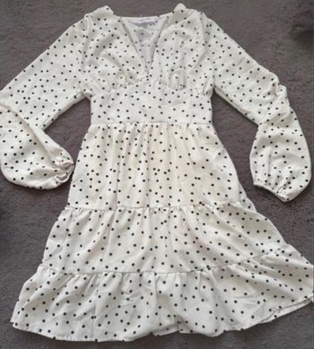 Robe vintage à pois taille S/M blanche et noire 