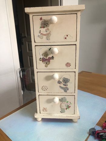 Petite étagère à tiroirs en bois peint