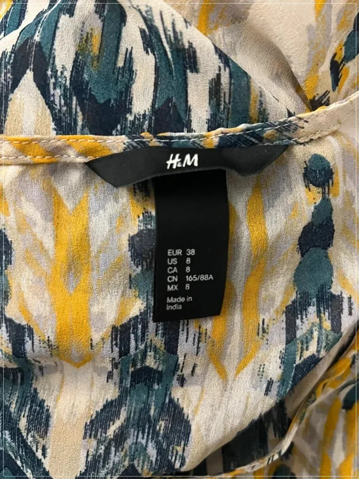 Robe voile beige jaune bleue H&M - photo numéro 5