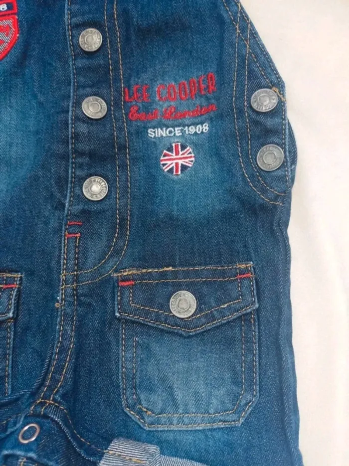 Salopette short en jean Lee Cooper garçon 6 mois - photo numéro 3