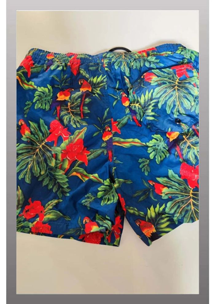 Short de bain bleu avec perroquets et feuillage Zara Man Taille M - photo numéro 3