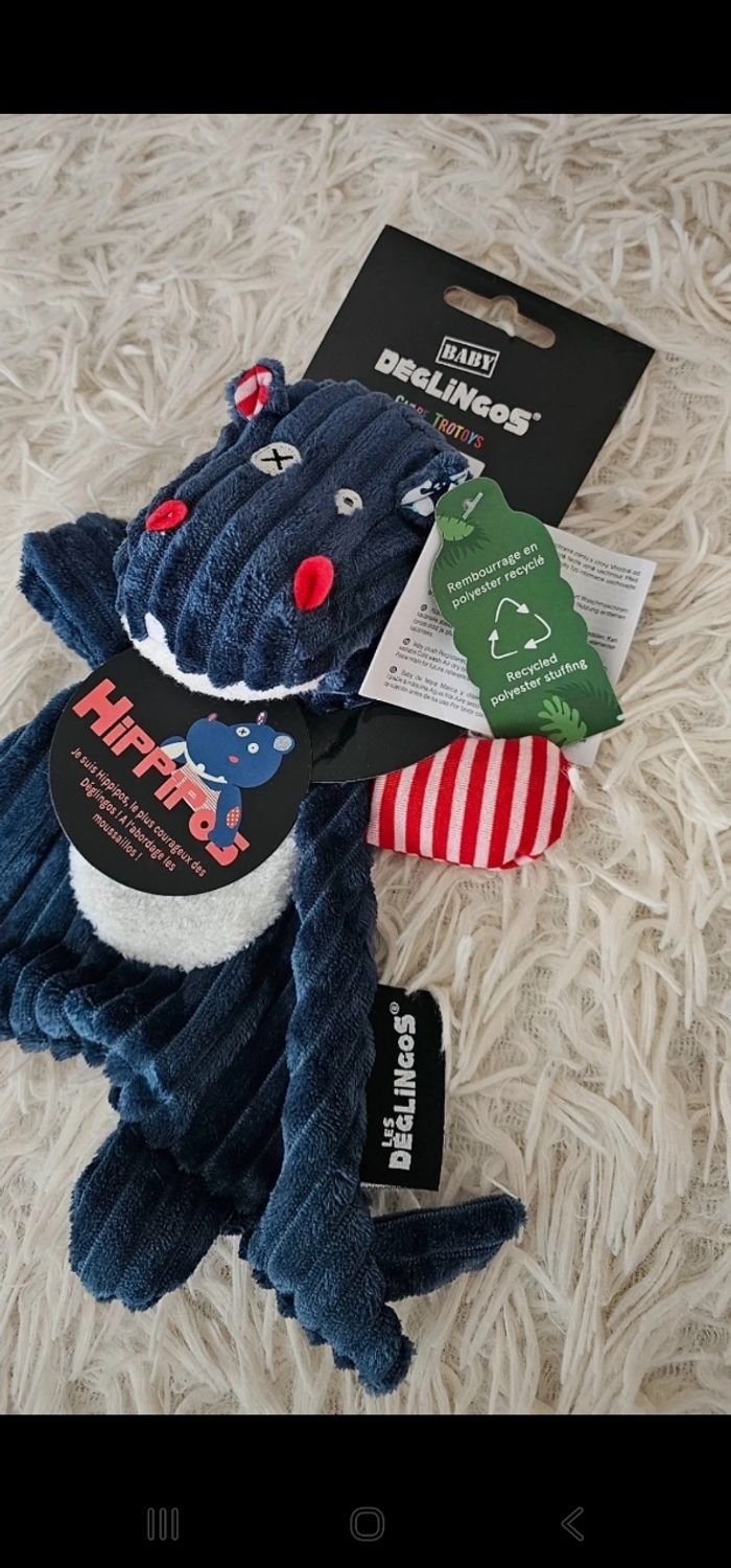 Doudou baby Hippipos l'hippopotame Les Déglingos Neuf - photo numéro 2