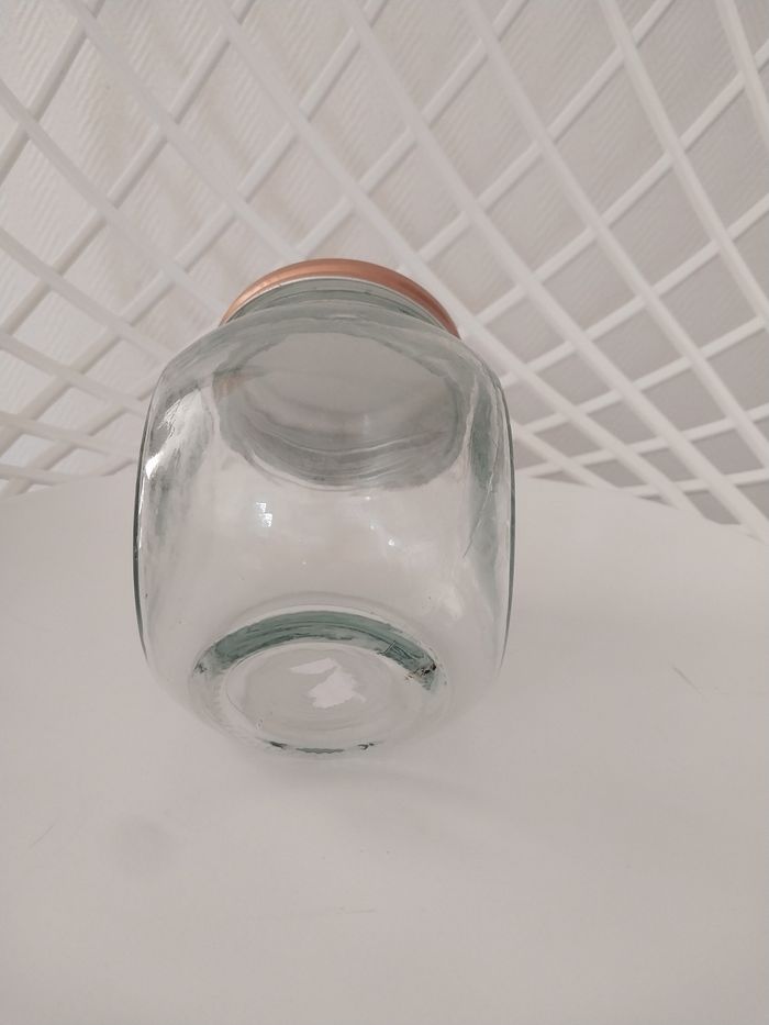 Bocal en verre avec couvercle métallique cuivré - photo numéro 3