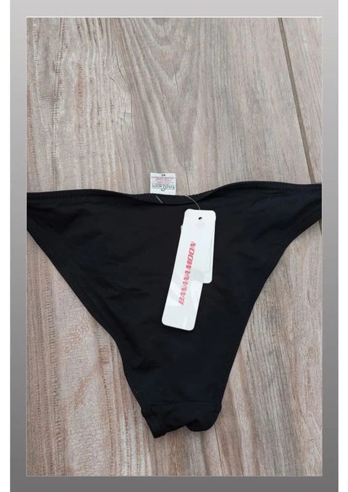 Bas de maillot de bain noir intérieur jaune, motif tribal sur les cotés - Taille 40 Banana Moon - photo numéro 2