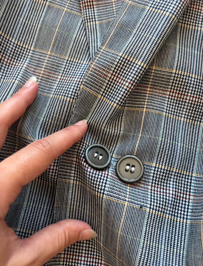 Veste blazer motif prince de galle carreaux gris noir Weinberg Paris vintage 90s taille L/XL - photo numéro 4