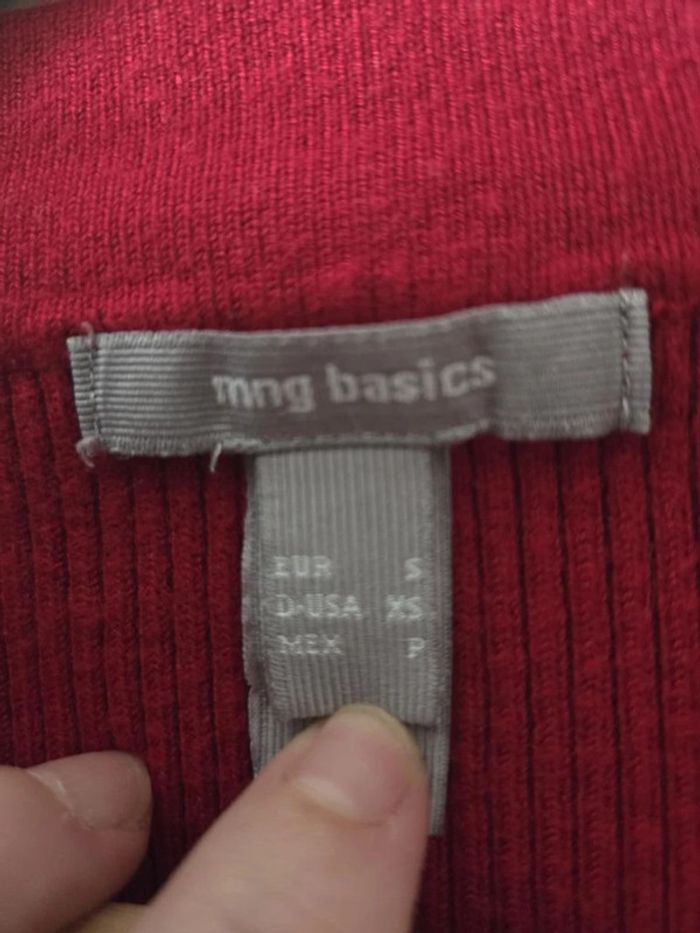 pull fin col V Mng Basics rouge taille S - photo numéro 4