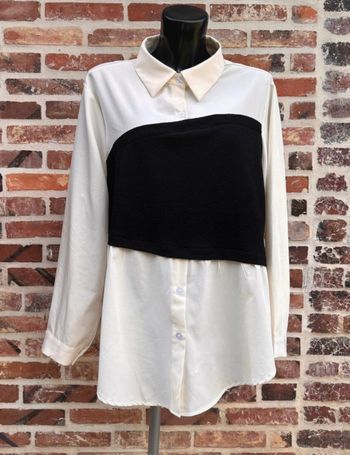 Chemise à manches longues avec bloc de couleur T48 (2XL) • Shein Curve