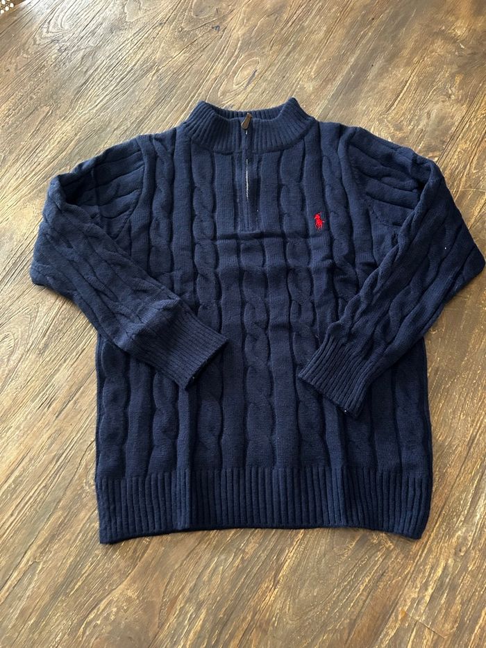 Pull gilet zip 1/4 camionneur Ralph Lauren torsadé old money vintage - photo numéro 2