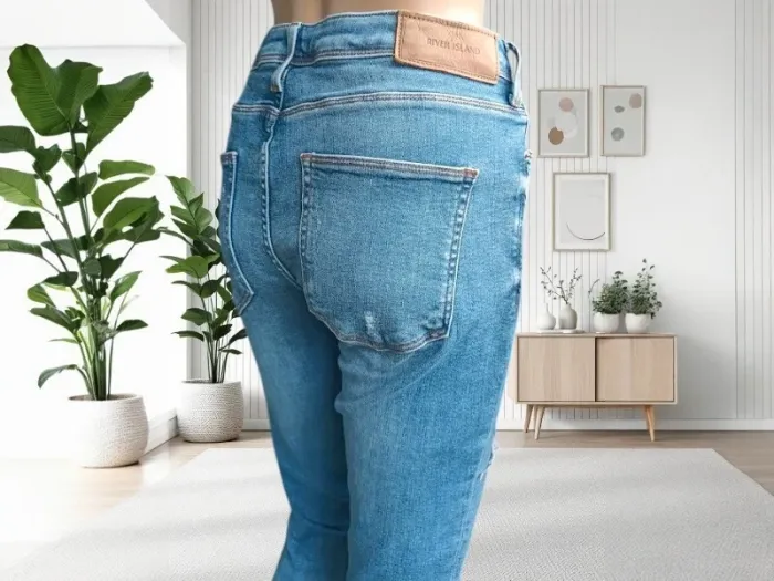 Jean River Island ,coupe skinny destroy ,taille haute ,stretch - photo numéro 7