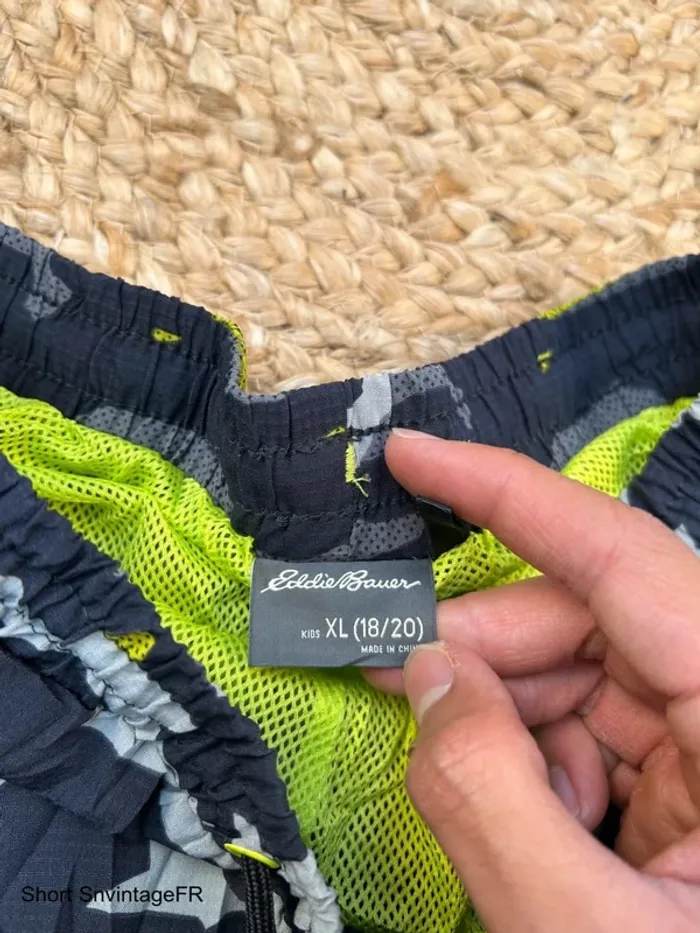 Short de Bain Eddie Bauer Noir Gris Vert Homme S | Très Bon État | Swimwear Outdoor | SM169 - photo numéro 4