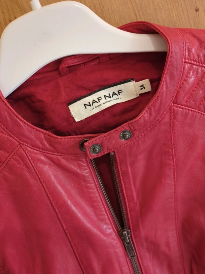 Veste Naf Naf en simili en rouge xs - photo numéro 5